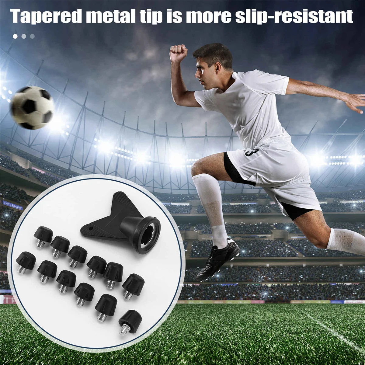 A43I 12Pcs Football Boot Studs Non Slip Thread Screw M6 Professional Replacement Spikes SG to AG for Adidas Black