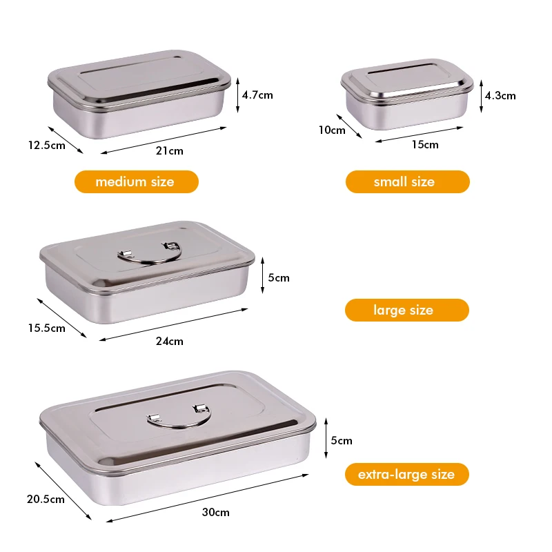Taca na instrumenty dentystyczne z pokrywką Pudełko do dezynfekcji ze stali nierdzewnej Sprzęt chirurgiczny Narzędzia Sterylizator Pojemnik 201