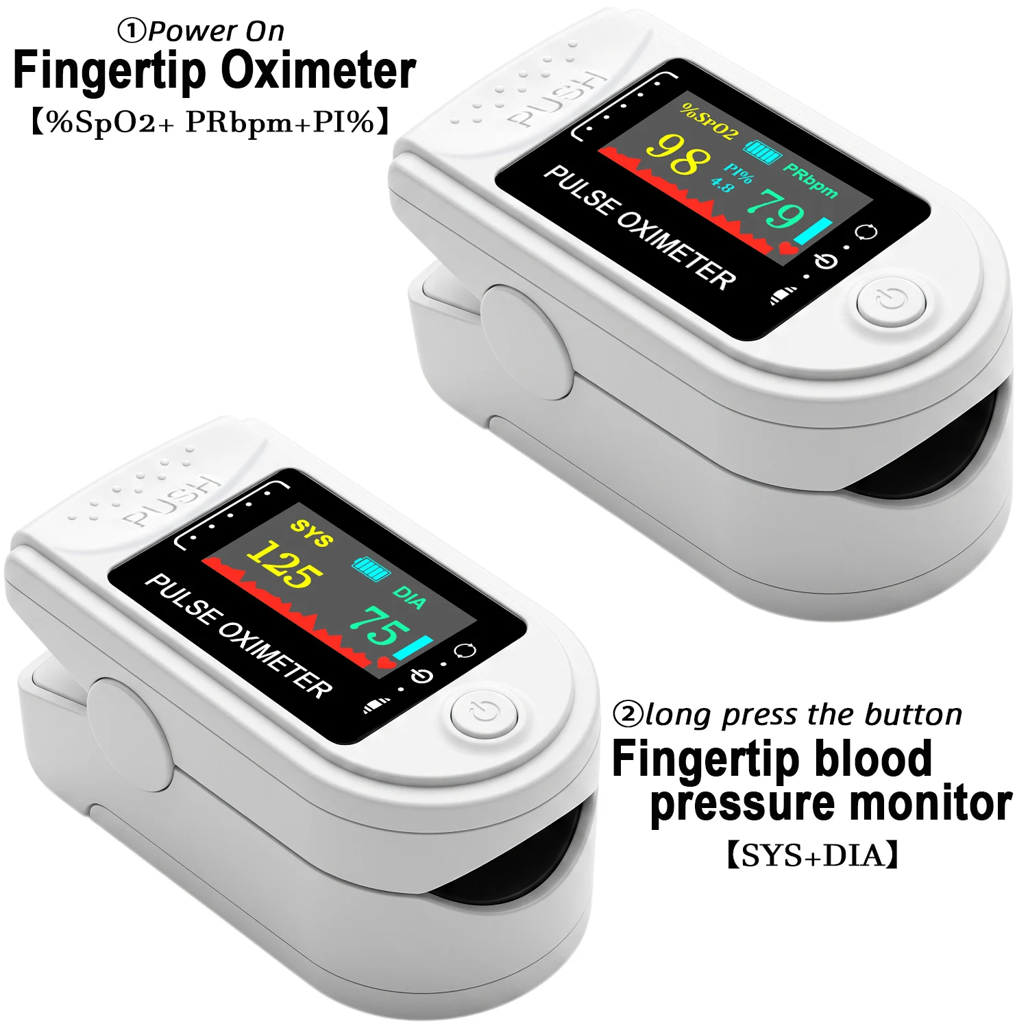 Mini Finger Saturation & Blood Pressure Detector, Compact Heart Rate Oximeter Device for Adult, Kid, Elderly Daily Health Check