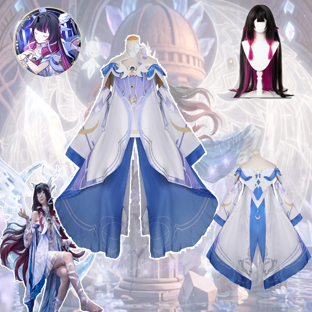 Fancy Anime Damselette Columbina Cosplay Costume Set Wig Uniform Outfit Women Cosplay Role Play Performance Disguise Stage Dress