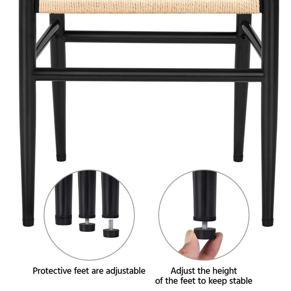 2024 nowy zestaw 2 splot fotela, metalowe krzesło do jadalni w kształcie litery Y oparcie konopi siedzisko