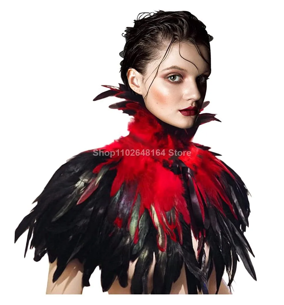 

Women' Natural Feather Shrug Cape Shawls Lace Collares for Halloween Cosplay