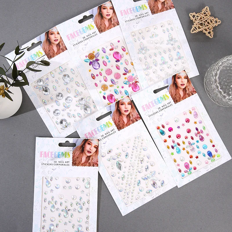 Self-adhesive Makeup Diamond Eyes Face Festival DIY Crystal Gems Tattoo Rhinestone Nail Art Decoration Acrylic Eyeshadow Sticker