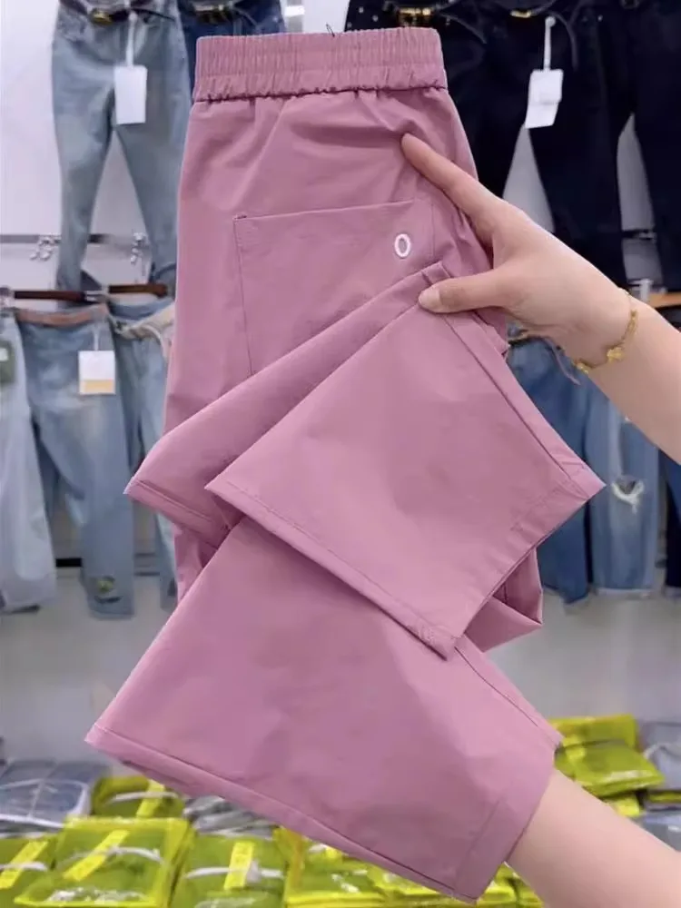 Coréen Sle été mince dix-huit pantalons femmes nouvelle grande taille Qui sec Harlan décontracté coupe ample minceur papa pantalon