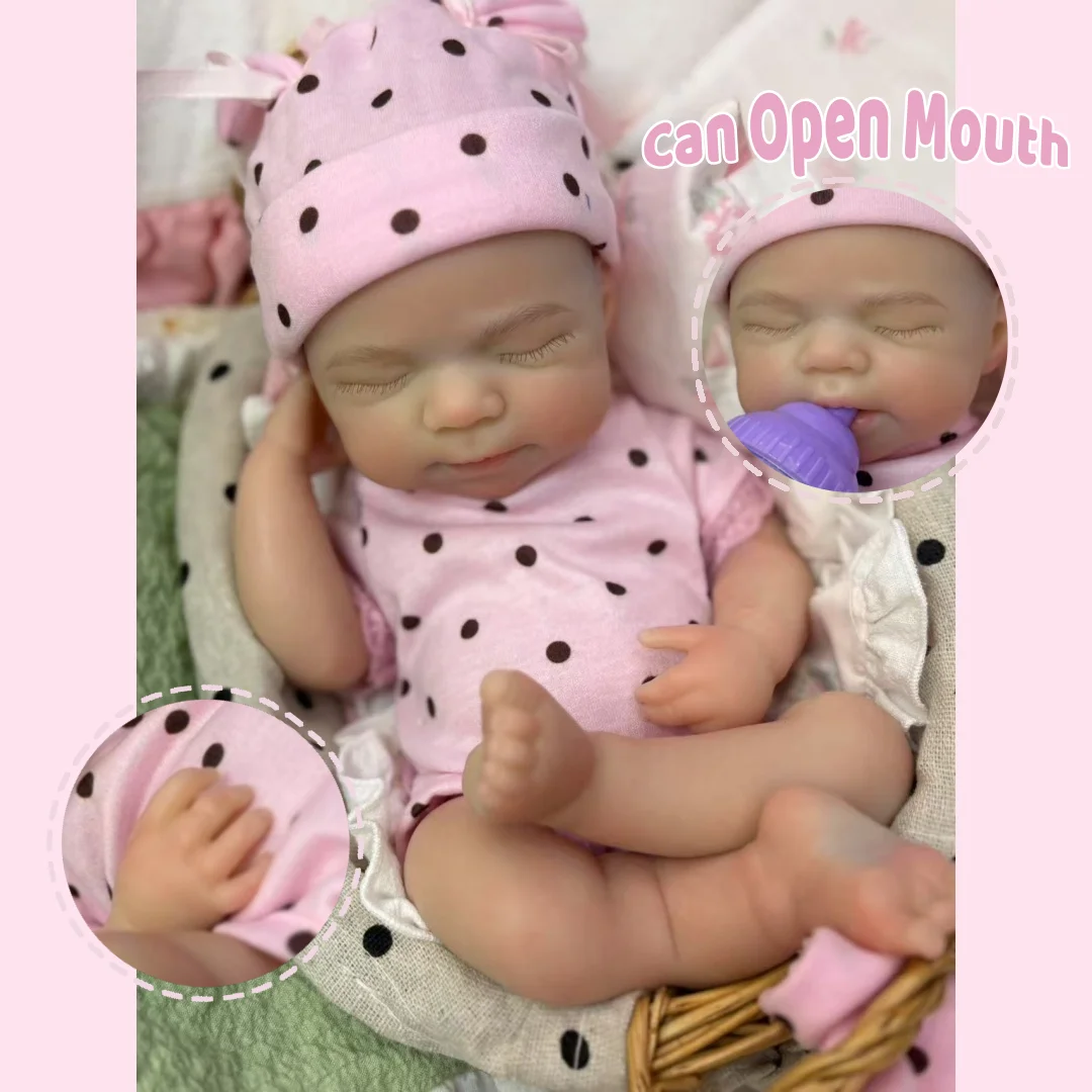 

1PC/2 Clothes 33CM Open Mouth Pascale Soft Silicone Bebe Reborn Girl Doll 3D Painted Skin Cute Outfits Lifelike Newborn Dolls