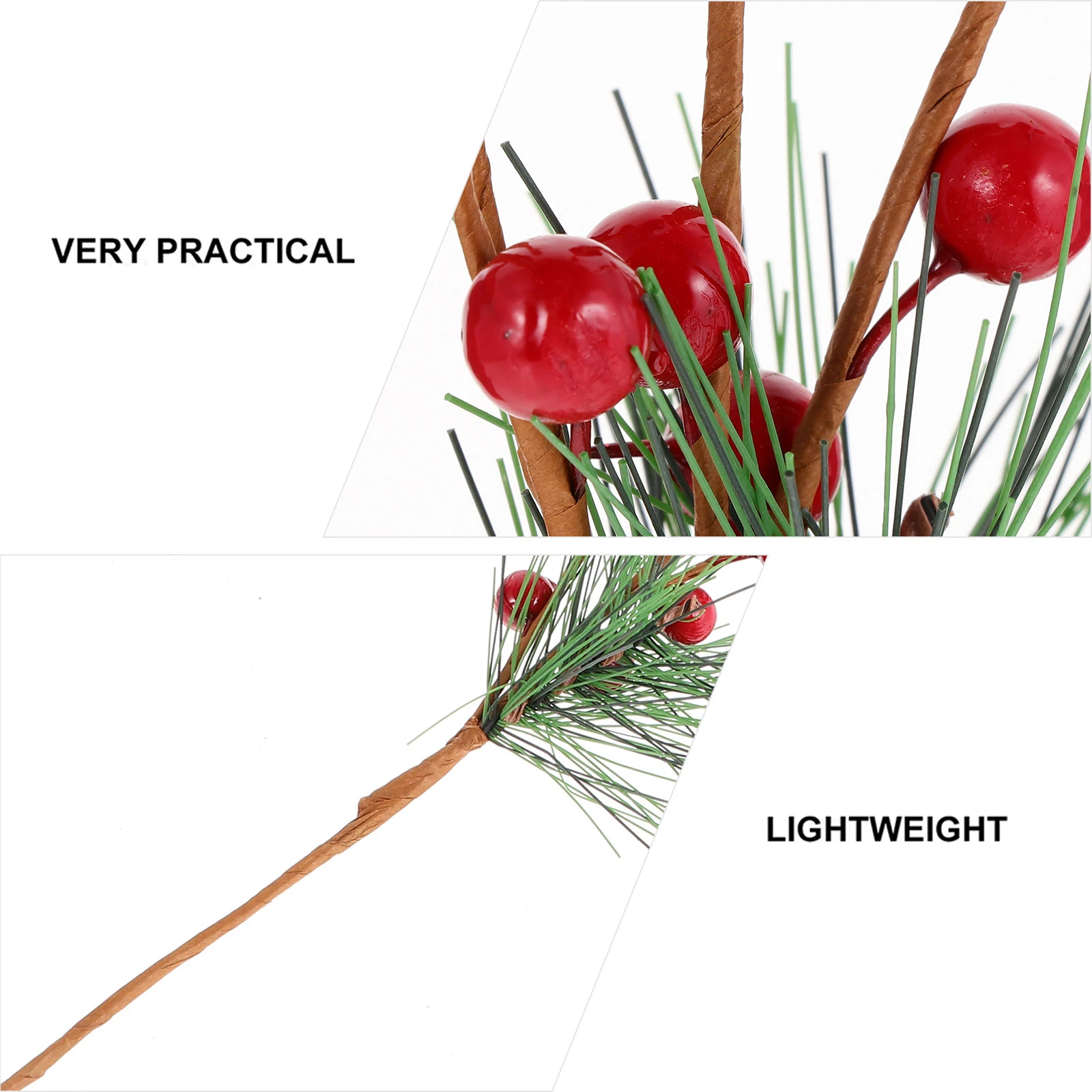 

8 Pcs Artificial Holly Berry Branches RedDecor for Christmas Tree Wreath Table Centerpiece HomeFloral Arrangement Christmas