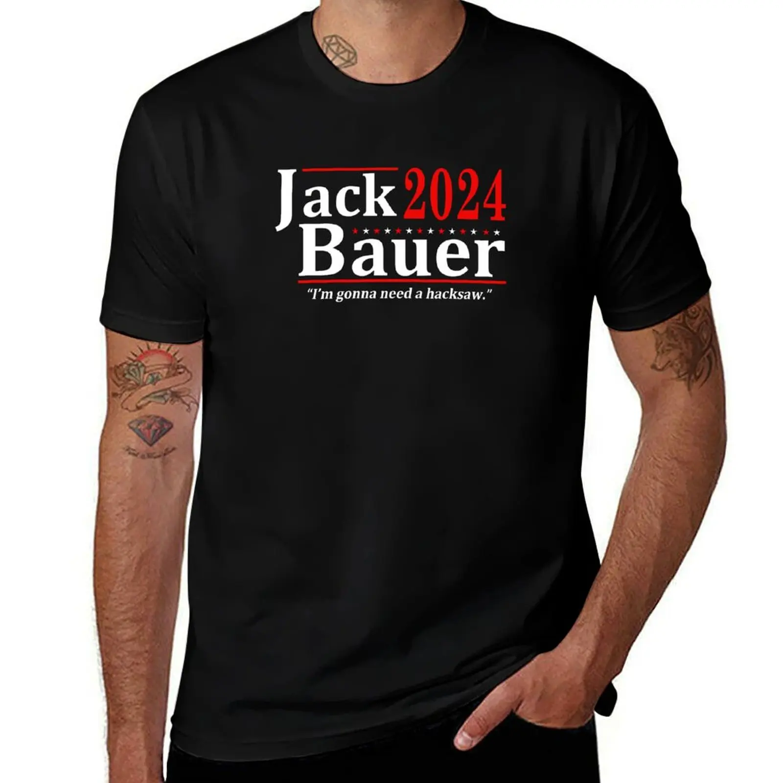 Jack Bauer 2024 Election T-Shirt Plus Size Workout Short Sleeve Top