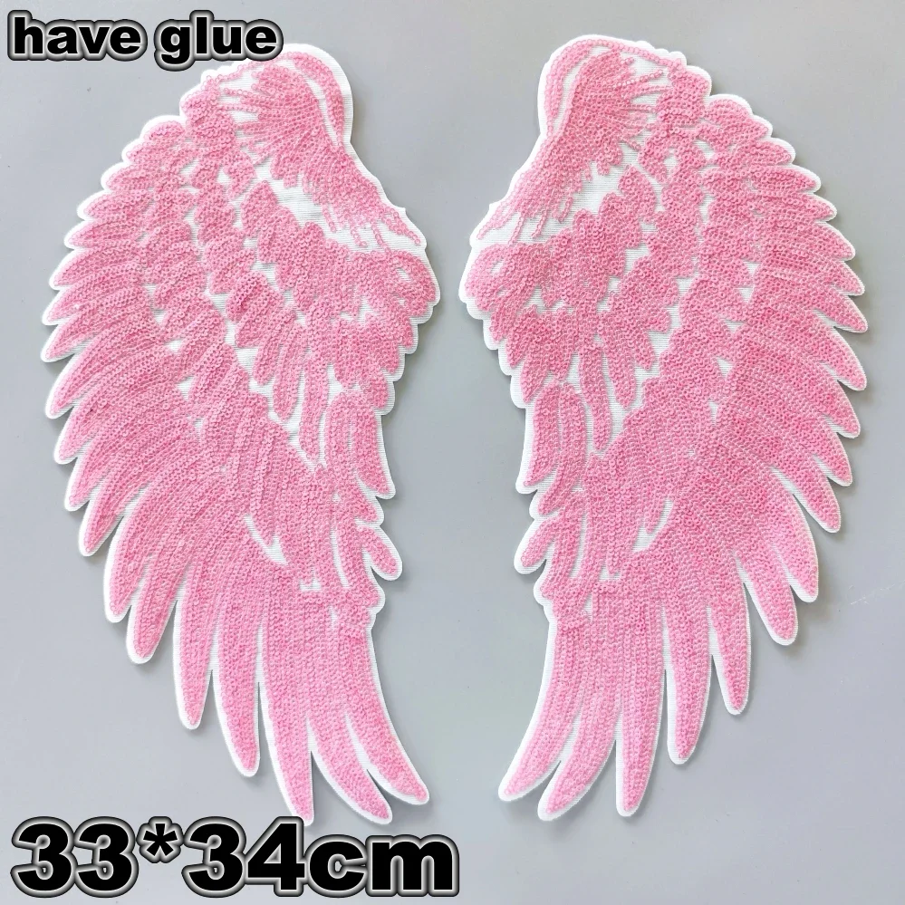 Embroidery Sequined Badges,wings Patch,large Feather Appliques Patches for Clothing DIY Accessory WF227312