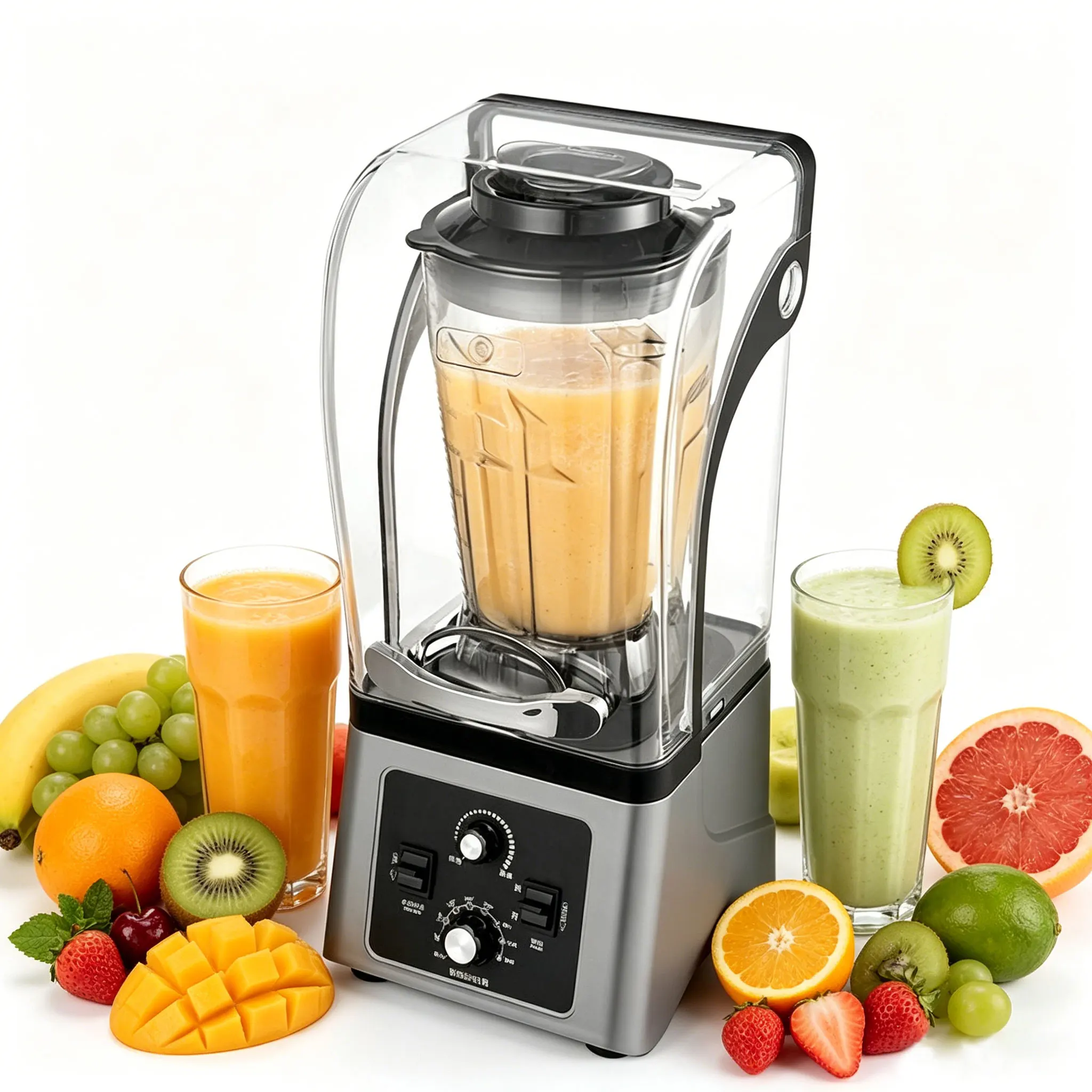 Professional 4.5L 2600W Electric Smoothies Maker Commercial Soundproof Juicer Heavy D/uty Kitchen Multifunctional Table Blender