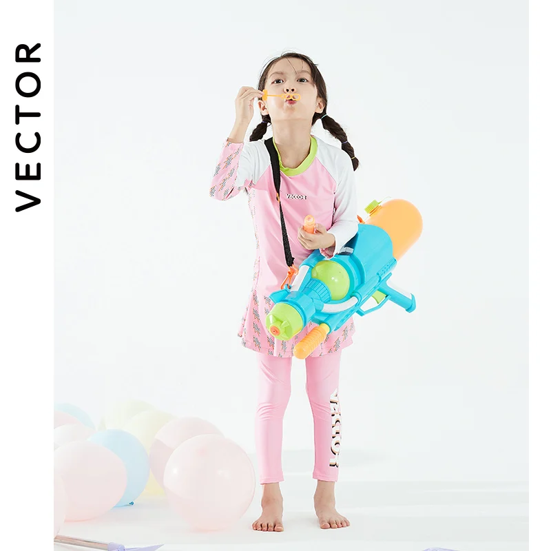 VECTOR 2023 Children\'s Swimsuit Sunscreen Swimsuit Bikini Breathable Split Suit Summer Beach Long-sleeved Swimsuit Can Be Split