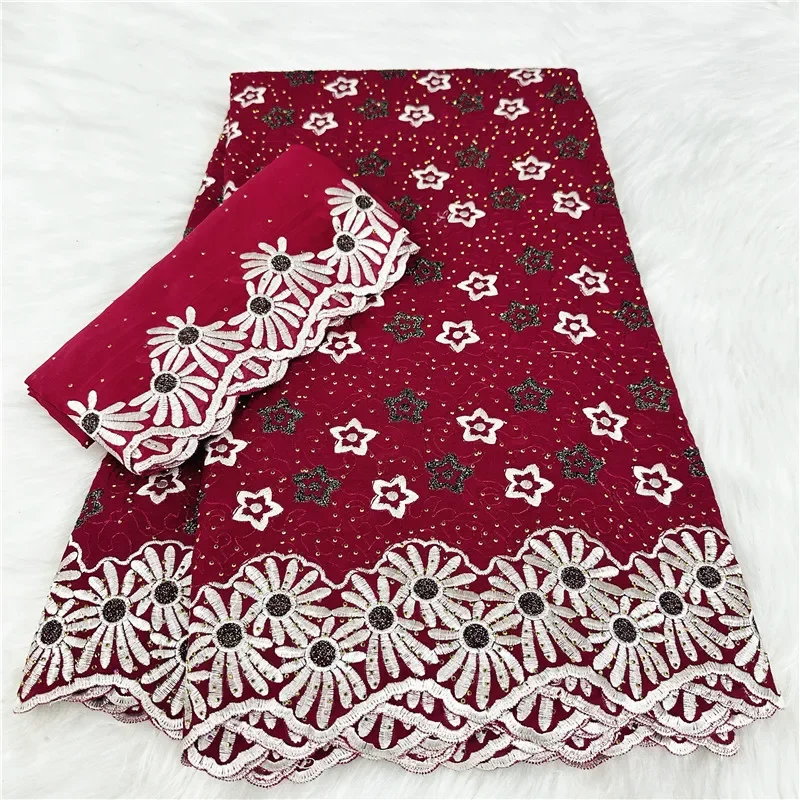 

5+2 yard With Scarf Swiss lace fabric Dry lace embroidery African 100% cotton fabrics Swiss voile lace Dubai style 18L161101