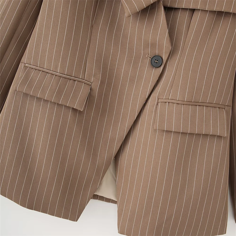 Abito a righe stile vecchio denaro moda casual da donna Primavera/Estate Nuova collezione Cappotto a maniche lunghe con un bottone