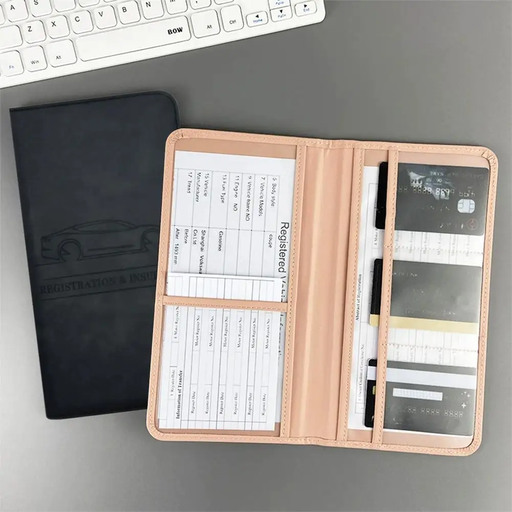 Car Registration Insurance Holder Driving License Cover Leather Auto Documents Drivers License Storage Bag Credit Card Holder
