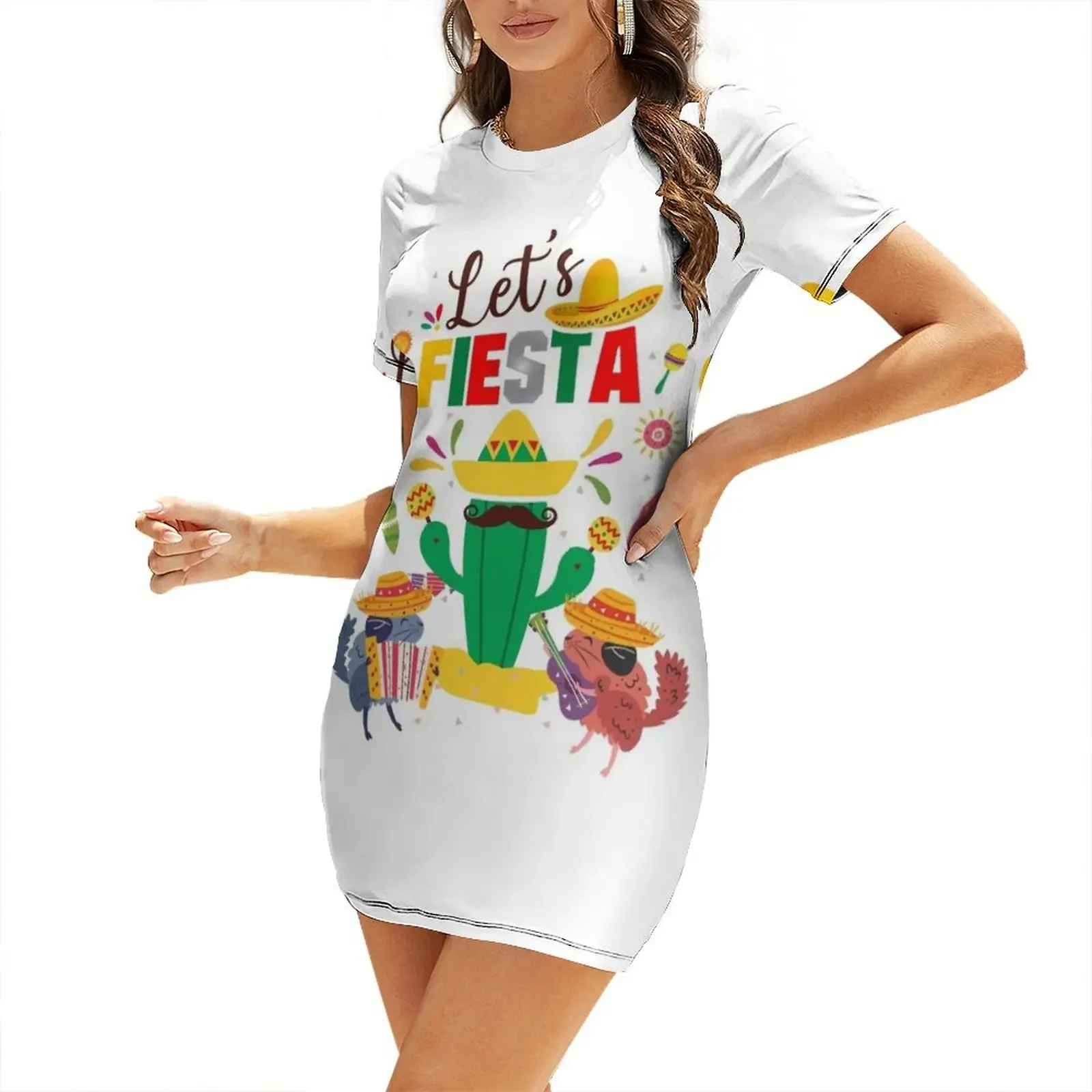 

Cinco De Mayo Mexican Guitar Short-Sleeved Dress women's clothing summer 2026 novelties evening dress women