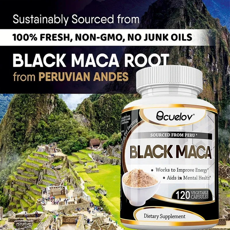 Organic Black Maca Capsules - Performance, Energy, Muscle Mass, Endurance, Performance, Fatigue Reduction Supplement