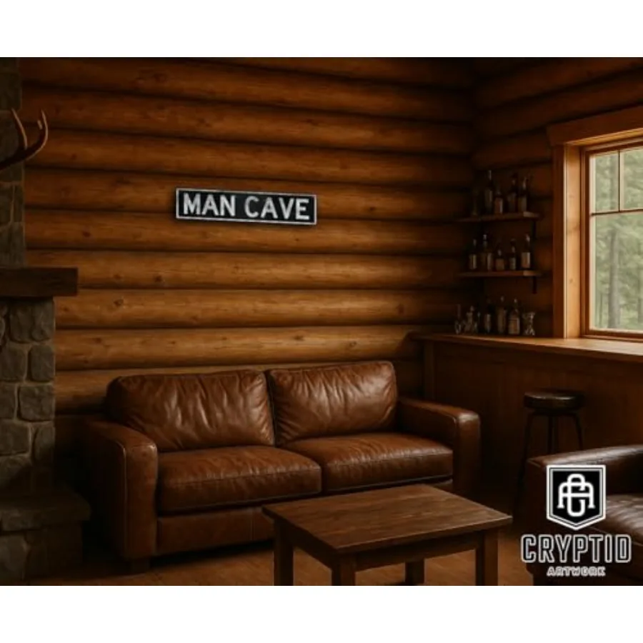 رجل الكهف الشارع تسجيل 18x4 Ih تنقش الألومنيوم خمر الرجعية جدار الفن للمرآب شريط المنزل غرفة الألعاب أو مكتب ديكور رجل الكهف Gi