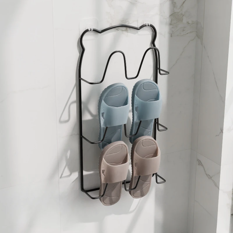 Wall-mounted Punch-free Golden Bathroom Slippers Rack Toilet Drain Rack Home Balcony Shoe Organizer image 5