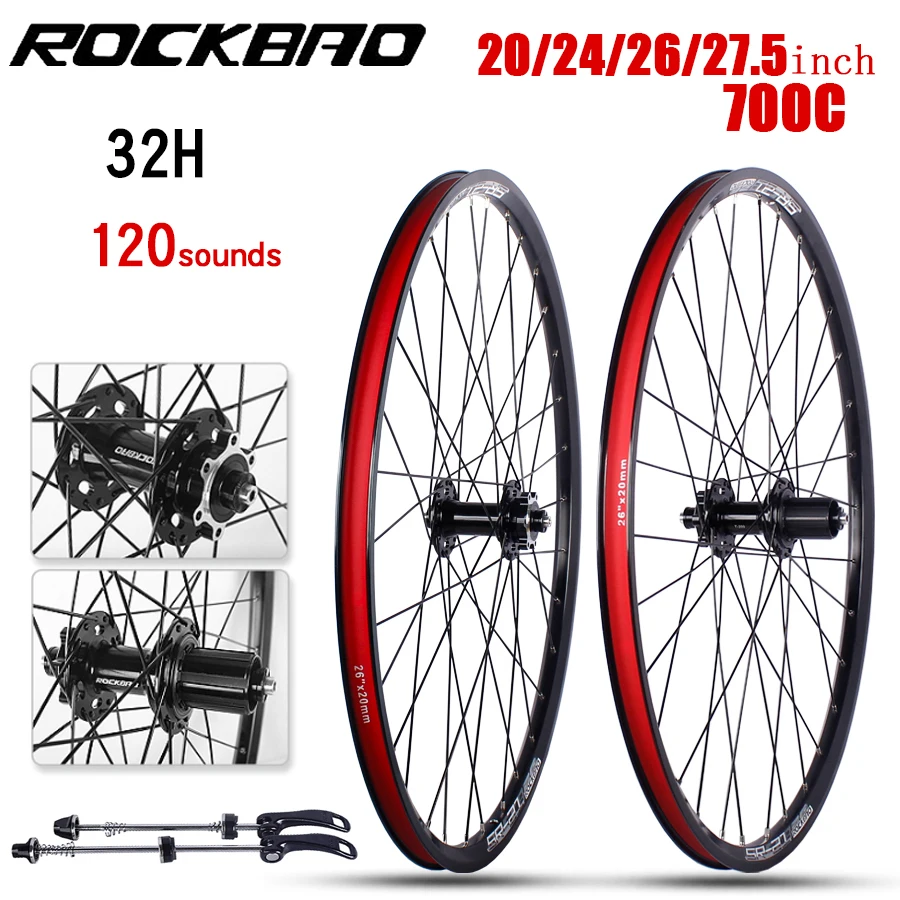 

Комплект колес для горного велосипеда ROCKBAO 20/24/26 дюймов, дисковые тормоза, 27,5 дюймов, 700C, 4 подшипника, 120 звеньев, 7-11 скоростей
