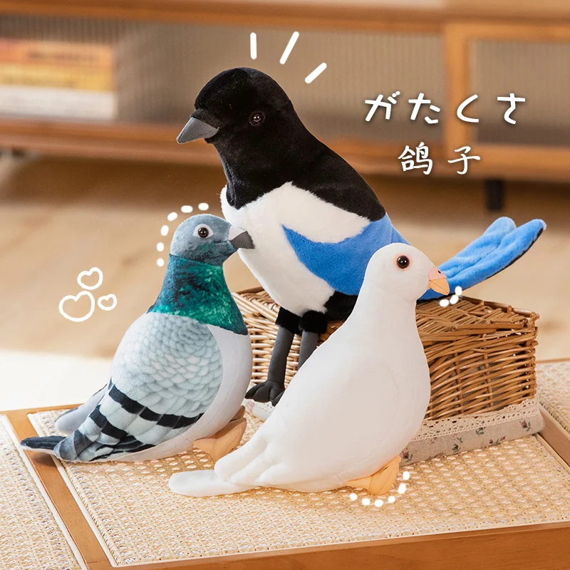 1pc Simulation Dove Magpie Plush Toy Soft Stuffered Carrier Pigeon Bird Doll Lovely Xmas Birthday Gift For Kids Boy Dropship