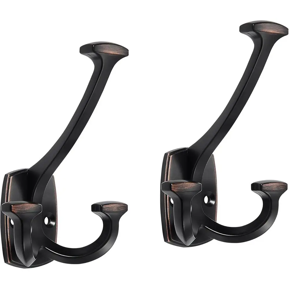 

Large Oil Rubbed Bronze Wall Hooks - Heavy-Duty Double-Sided for Coats, Hats, Backpacks, and More