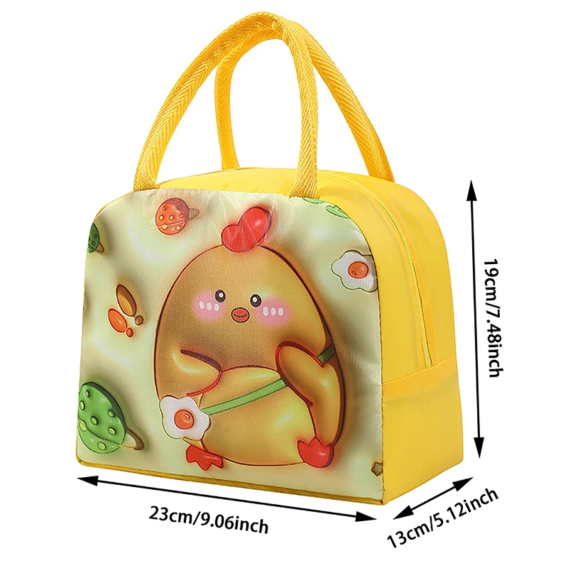 Sac à lunch de dessin animé 3D pour femmes et enfants, boîte à lunch portable, nourriture thermique isolée, nourriture fonctionnelle, sacs de pique-nique