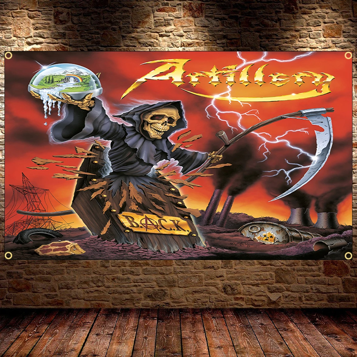 90 x150cm 3 x5ft Thrash Metal artifierys Band Flag Thrash Metal Band poliestere stampa Rock Banner per Decor arazzo