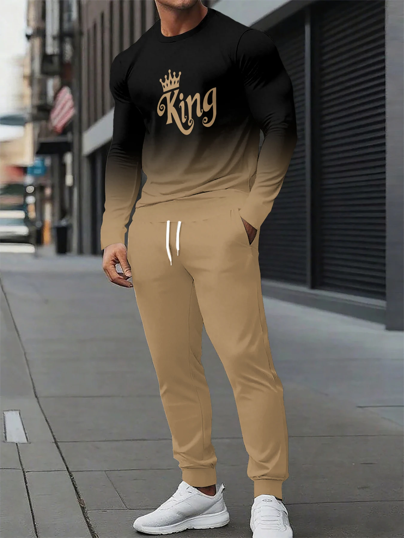 

Autumn Winter Two Piece Set for men Drawstring Women's Tracksuit tshirt Suit Quality Comfortable Casual Pullover Fashion Suits﻿﻿