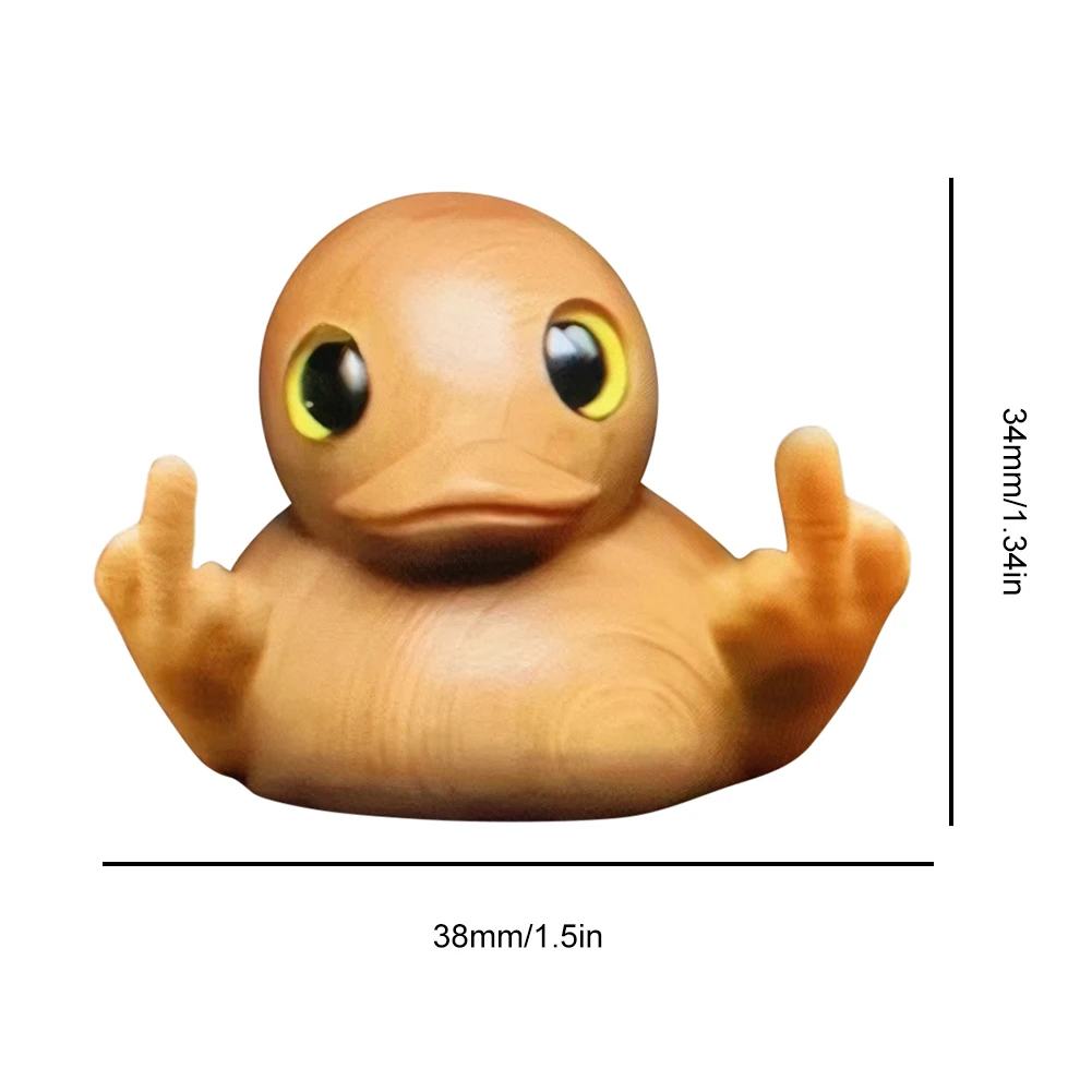 Mini statua di anatra multifunzionale in legno divertente con dito medio, statuette di anatra gialla, decorazione per desktop da ufficio domestico