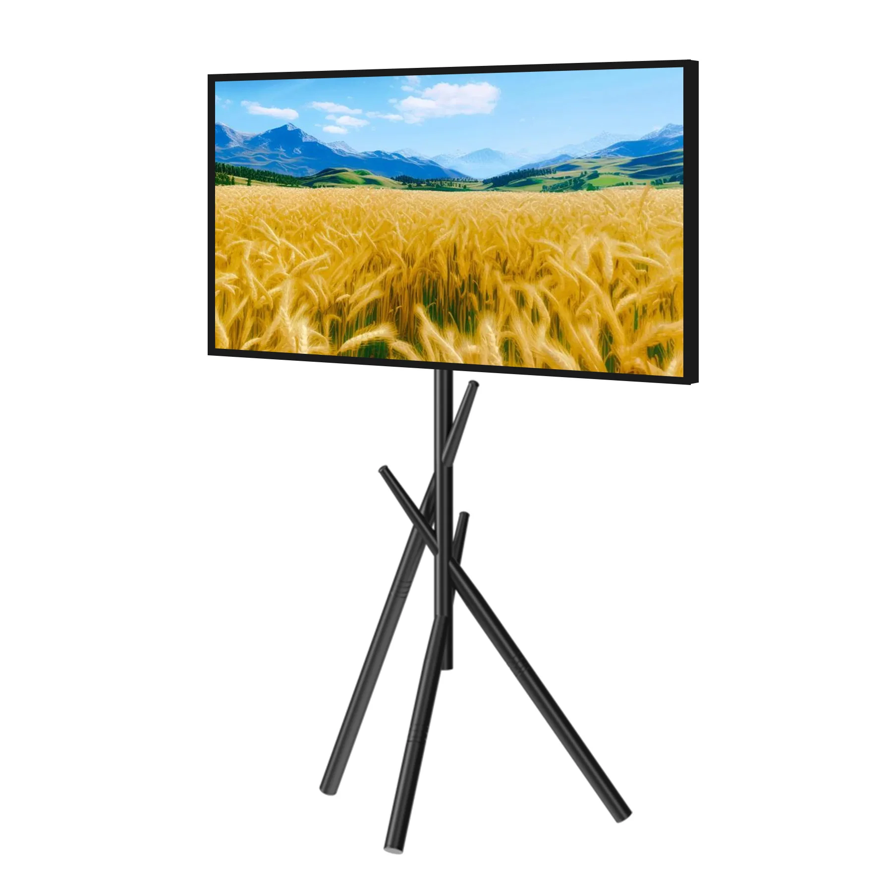 HILLPORT Artistic Easel TV Floor Stand for 32-75 Inch Screen, Tripod tv Stand Height Adjustable, Suitable for Bedroom, Black