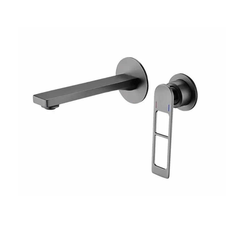 

Gun ash concealed faucet, with pre-embedded box basin, round single handle, wall water outlet 38049