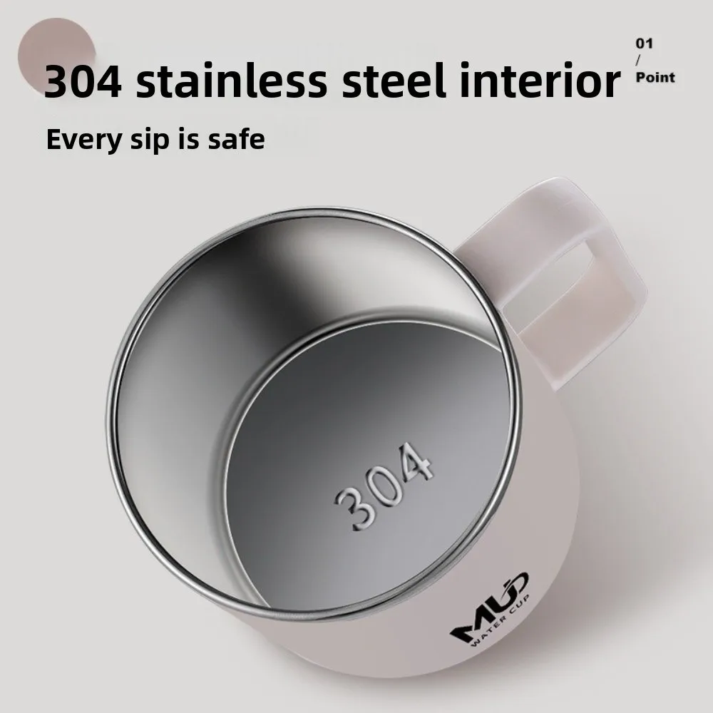 Anti Scalding Handle Coffee Mug Large Capacity Heat-resistant Insulated Drinking Cup Leak-Proof Reusable Thermal Mug
