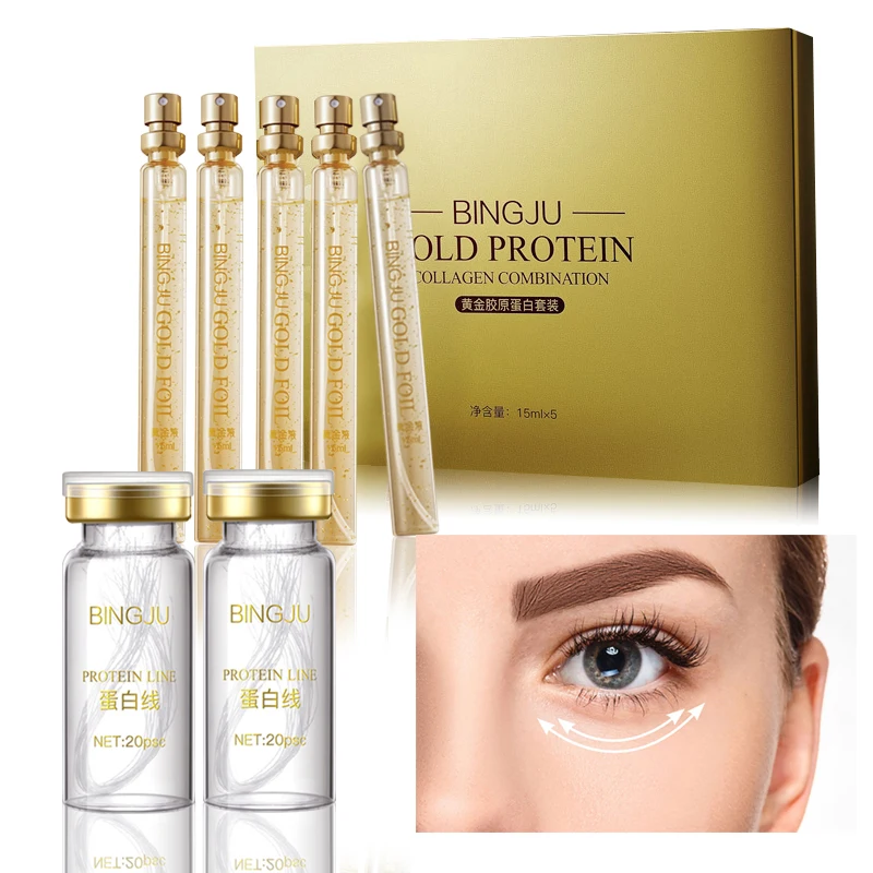 

Gold Collagen Protein Face Lift Plump Silk Fibroin Line Golden Protein Carving Anti Aging Essence Absorbable Face Firm