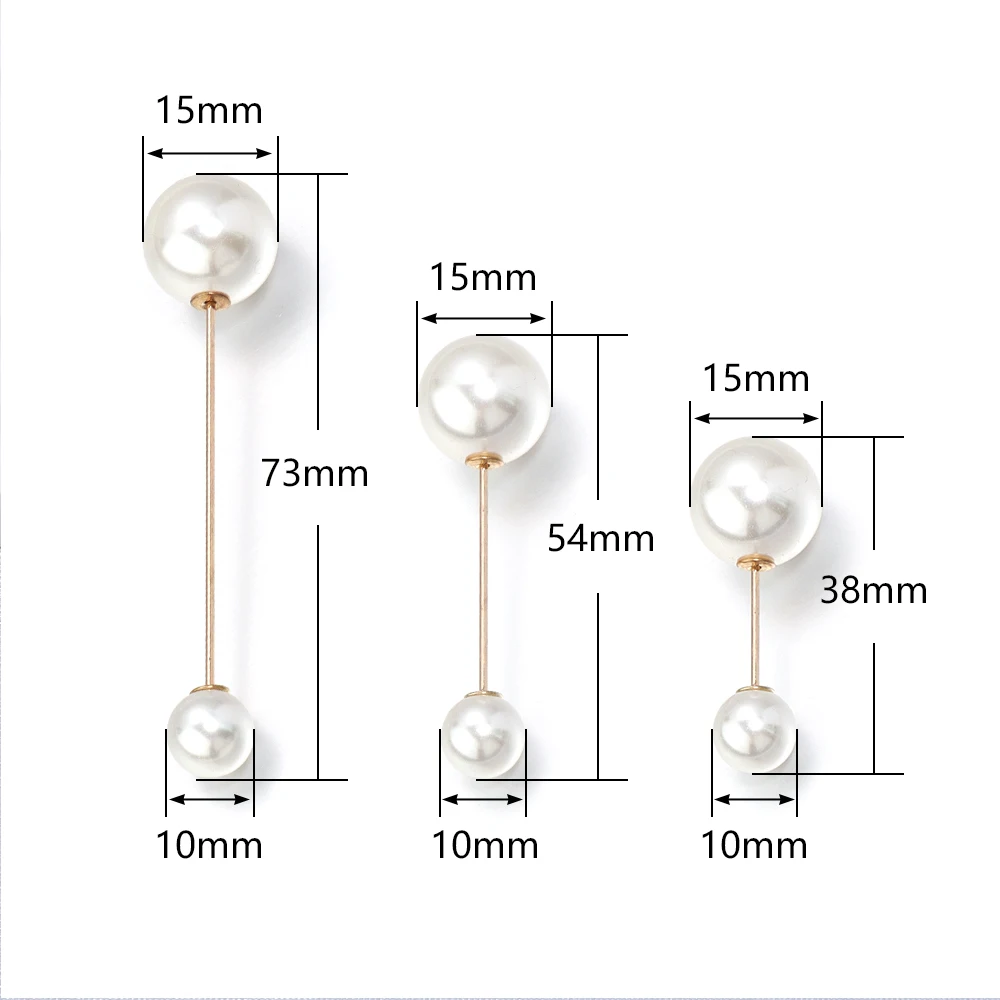 10pcs/lot Imitation Pearl Brooches Safety Pin Beige Double Beads Safety Brooch Pin For Jewelry Party Gift Clothing Accessories