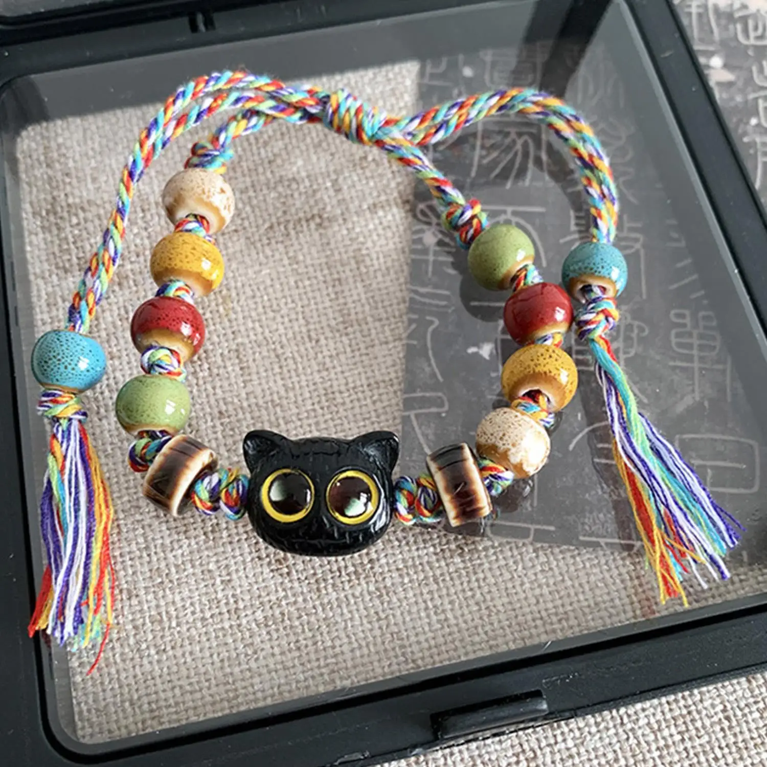 צעיפים צמידי חתול גדול עבור נשים גברים מתוק צמיד חרוזים מגניב גמישות