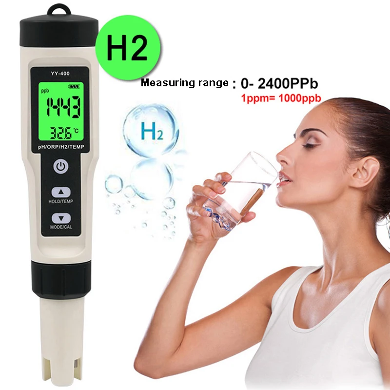 4 in 1 Hydrogen Ion Concentration Water Quality Test Pen YY-400 PH/ORP/H2/TEM Digital Drinking Water Meter