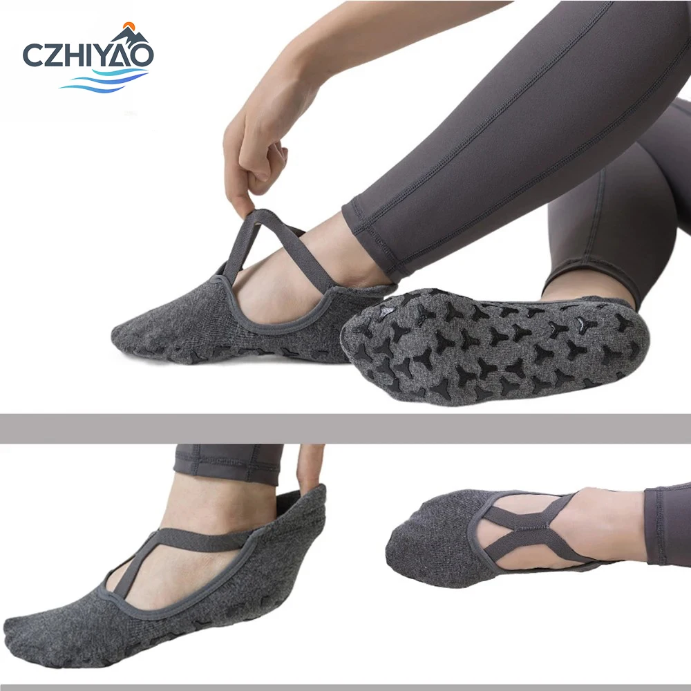 

1 пара клейких захватывающих носков, подходящих для пилатеса, йоги, танцев, фитнеса, женские носки, противоскользящие, впитывающие пот, для домашнего использования