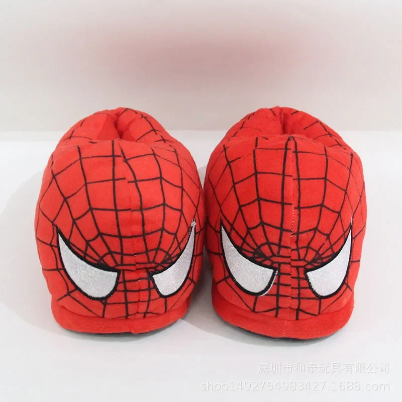 Zapatillas de felpa de dibujos animados de Spiderman de Disney, paquete completo de zapatos cálidos de algodón, regalo relleno de algodón Pp antideslizante grueso Kawaii para parejas