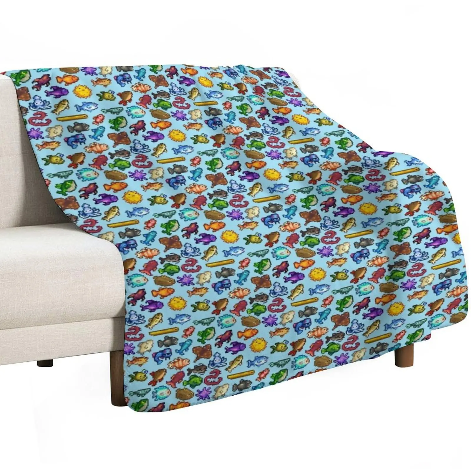 

Stardew Valley Fish Throw Blanket Thin Sofa Throw Nap warm for winter Blankets