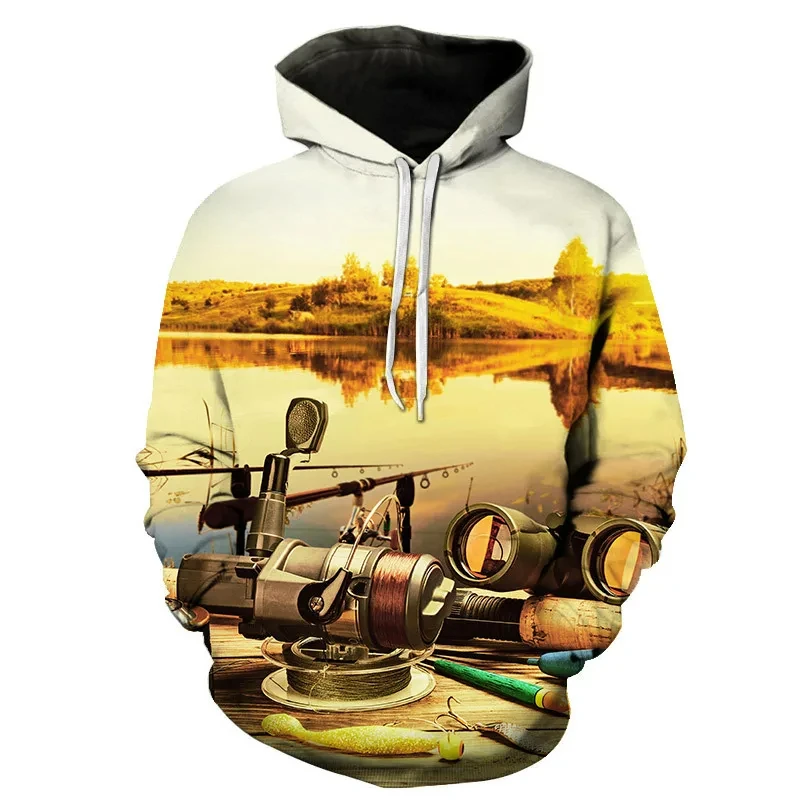 New 3D Printing Fishing Pattern Men\'s Hoodie Outdoor Fish Hunting Sweatshirt Men\'s and Women\'s Fashion Plus Sizes sudaderas tops