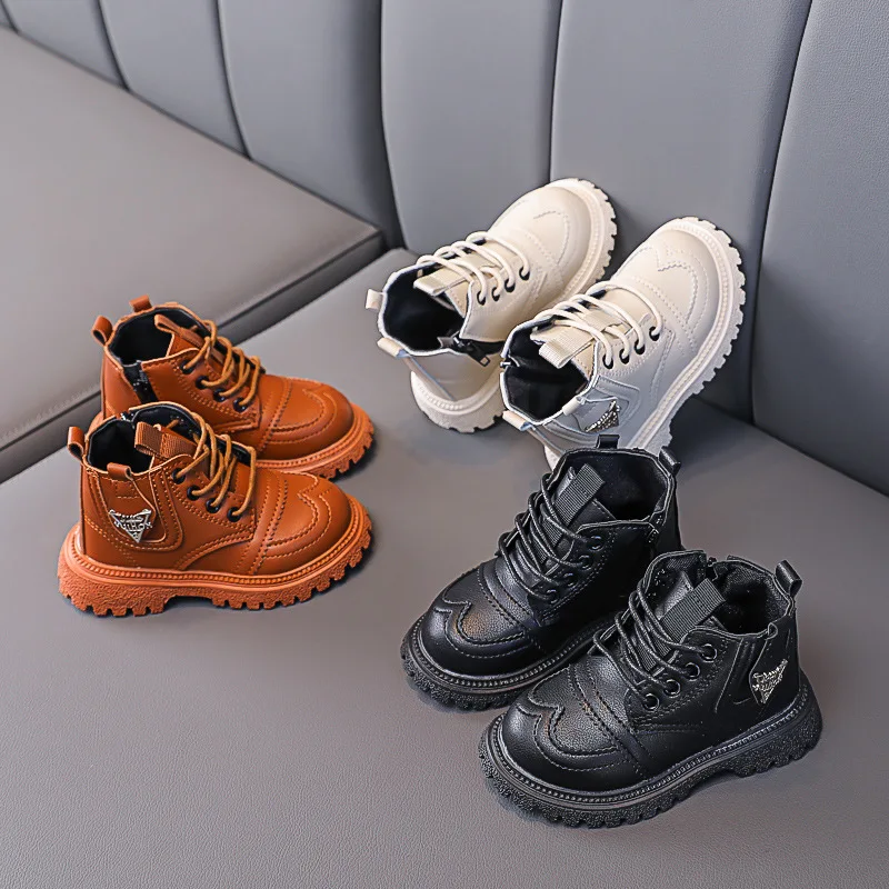 Kids Shoes Winter Baby Boots Fashion Leather Snow Boots Non-slip Casual Boys Girls Short Booties STP061