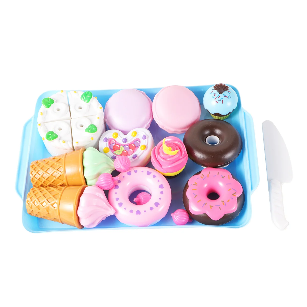 17 stuks simulatie cake donuts koekjes ijs dessert set plastic bestek voor kinderen snijden rollenspel educatief keuken spelen