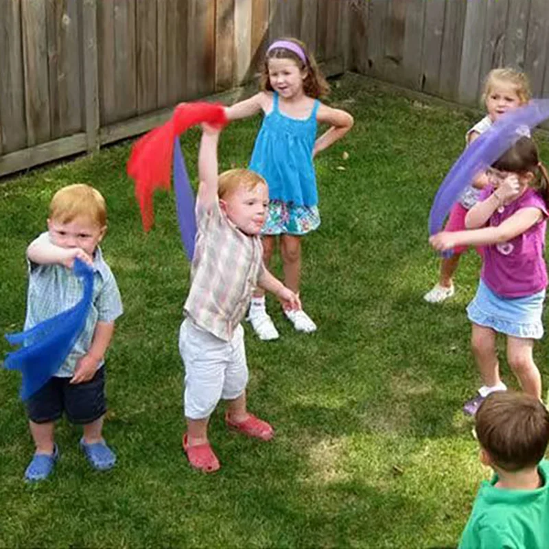 

6 pcs colorful early childhood education children's gymnastics square scarves sports dance interactive game gauze scarves