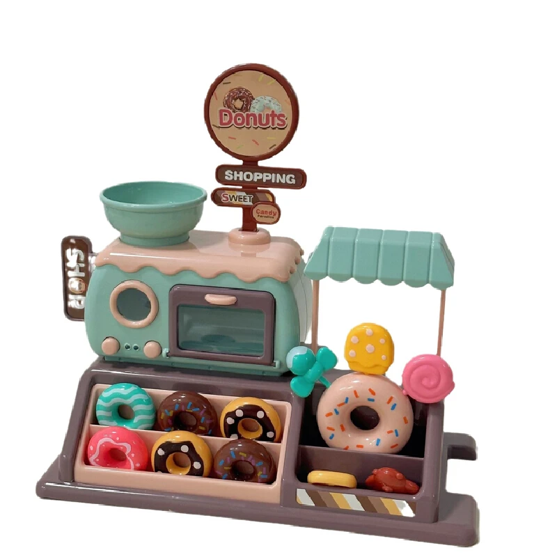 Children Playing House Donut Shop Boys And Girls Electric Mini Music Dessert Park Kitchen Baking Cosplay Fruits And Vegetables