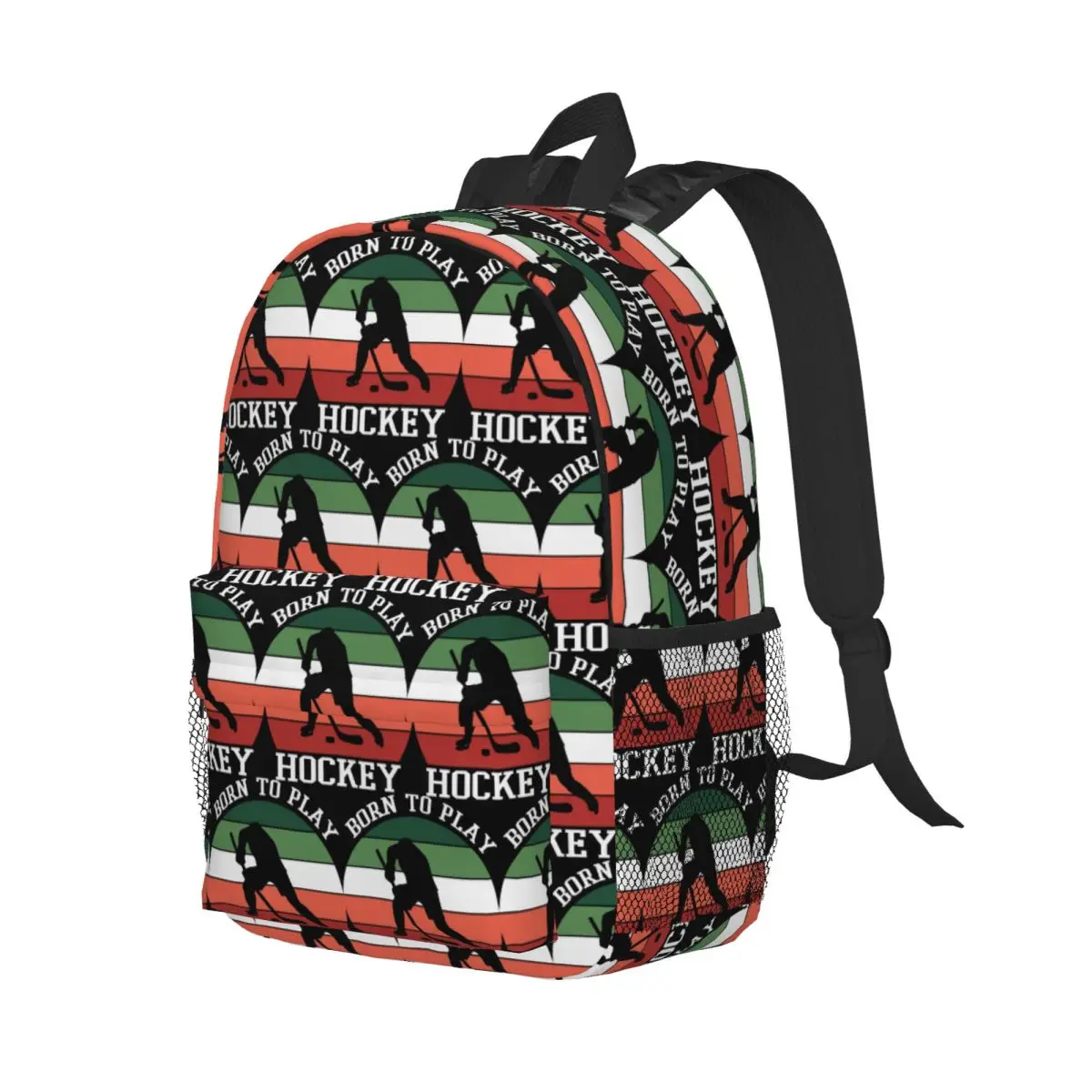 Born To Play Hockey กระเป๋าเป้สะพายหลังขายร้อน Daypack ขนาดใหญ่ความจุ Boys Girls BookBag กระเป๋าสะพายสําหรับผู้ชายผู้หญิงกระเป๋านักเรียนเด็ก