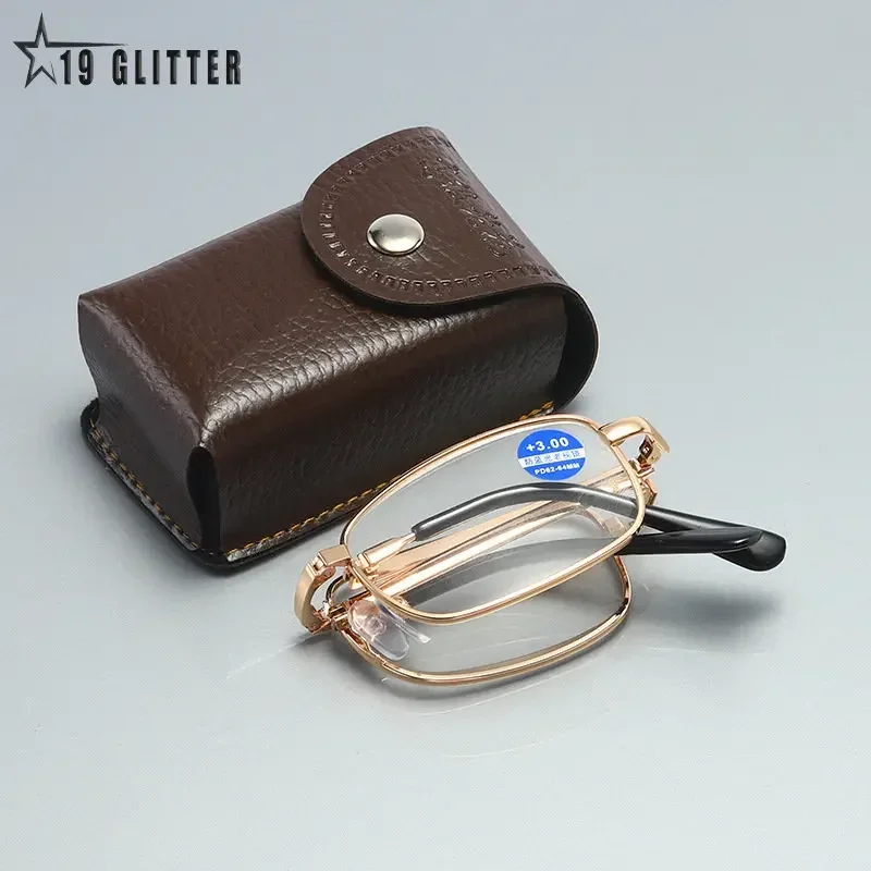 Portable Metal Foldable Reading Glasses Ultralight Men Business Presbyopia Glasses Eyewear With Random Case +0.5to+4.0