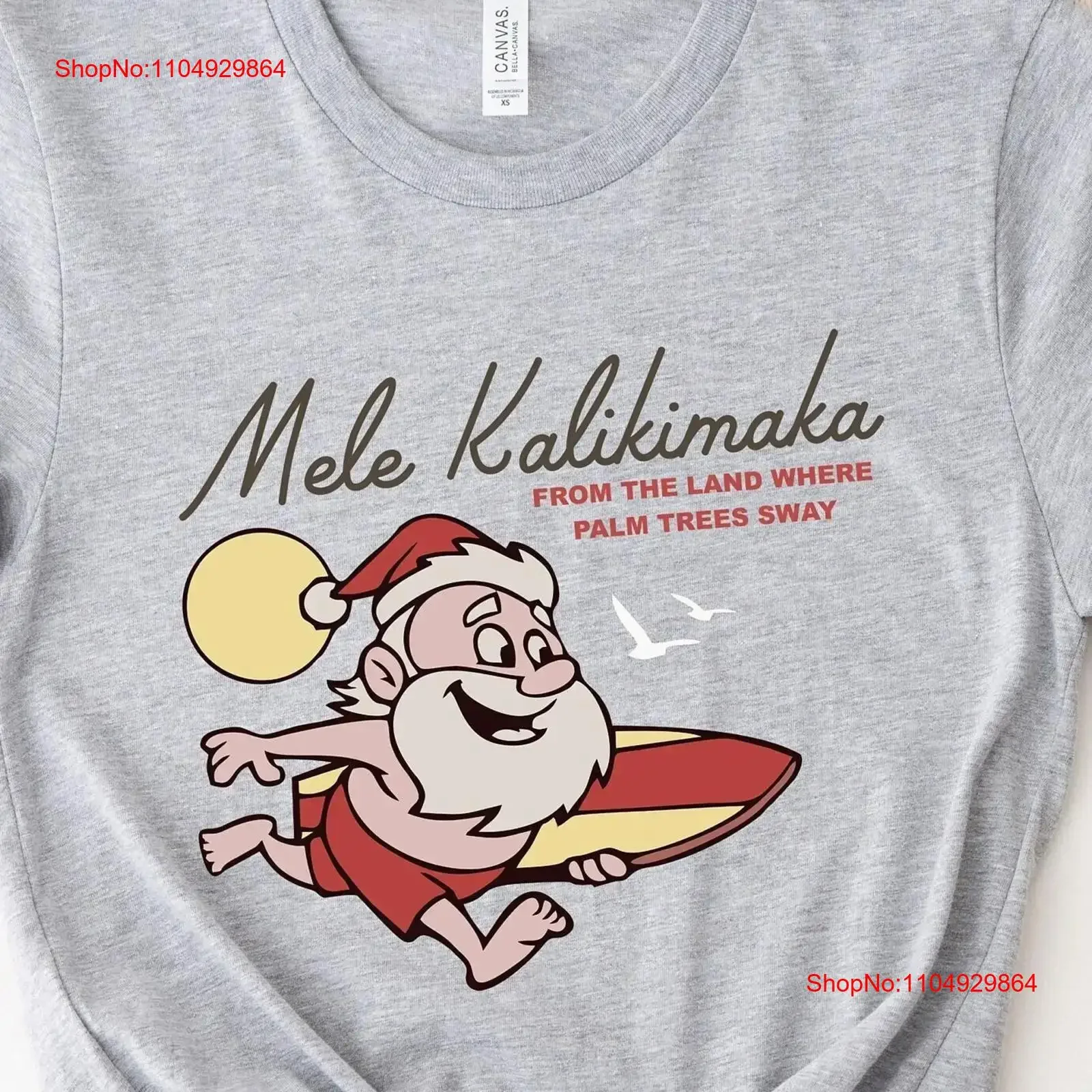 

Mele Kalikimaka T Shirt Christmas Merry Party Cute Santa Hawaiian vintage Washed Casual Soft homme Versatile streetwear