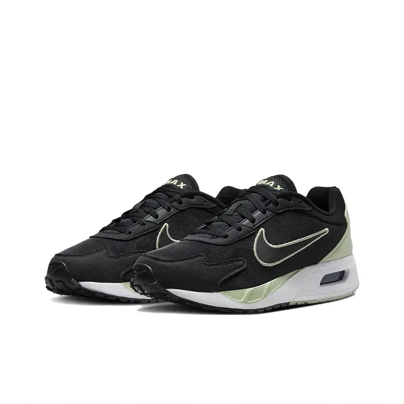 Nike Air Max Solo sepatu lari pria, DX3666-005 kets hitam bersirkulasi dengan peredam kejut