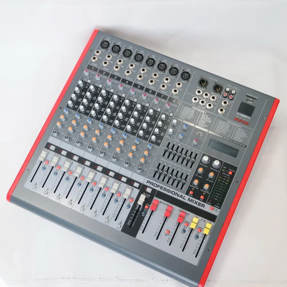 ハイエンド8チャンネルデュアルチームグループミキサー24ビットステージパフォーマンス音楽録音ミキシングコンソールゲイン