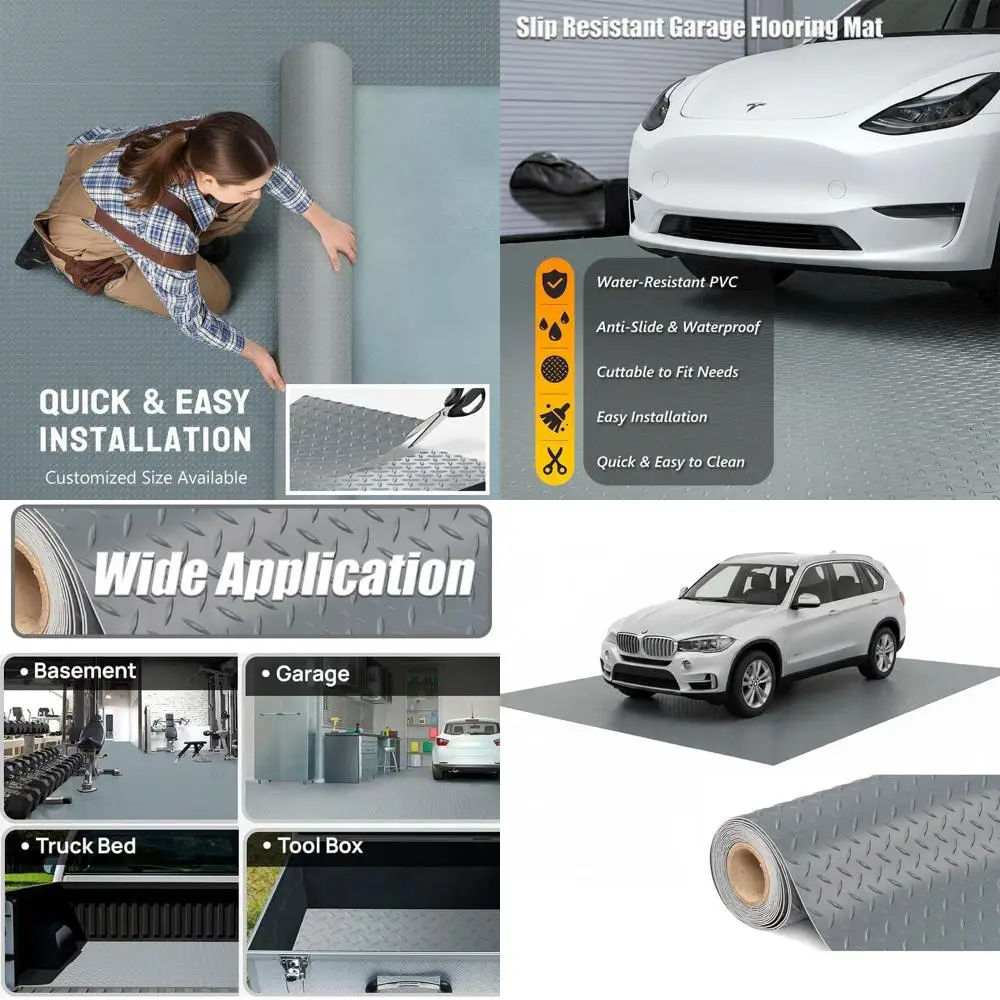 

Утолщенный ПВХ-коврик для пола гаража, сверхпрочный водонепроницаемый противоскользящий защитный коврик для автомобилей, прицепов, внедорожников, подвалов, спортзалов (7 футов x 10 футов)