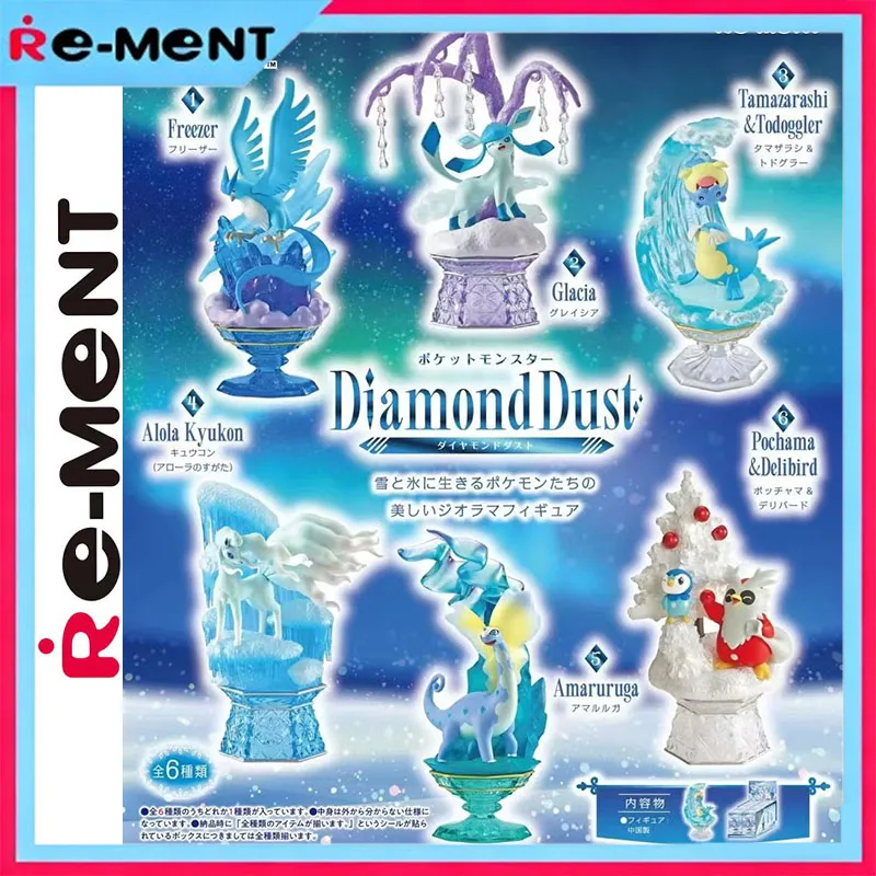 

Rement Shining Diamond Pokemon Mew Figurine Crystal Clear Genuine Kawaii Micro-Scene Art Model Luxury Decoration Anime Figure